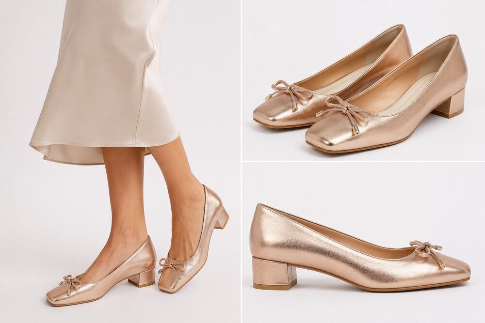 NWOT Franco Sarto Natalia Rose Gold Square Toe Pumps Size 8.5
